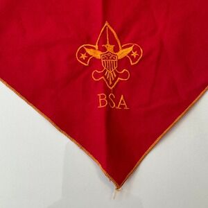 Red BSA Boy Scout Neckerchief Bandana Scout Emblem Embroidered‎ Cotton